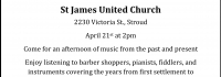200 years of music, Innisfil Historical Society, St. James United Church, Stroud Ontario, Simcoe County, Barrie Historical Association